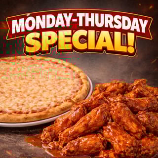 16” Cheese Pizza + 10 Wings