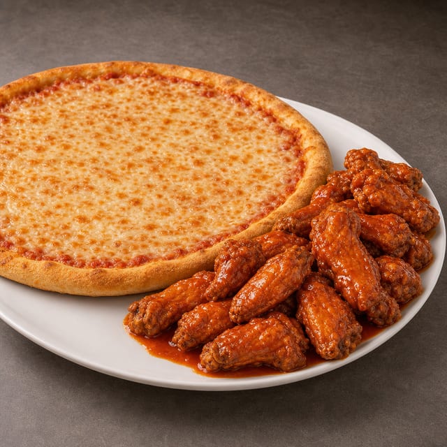 16” Cheese Pizza + 10 Wings.