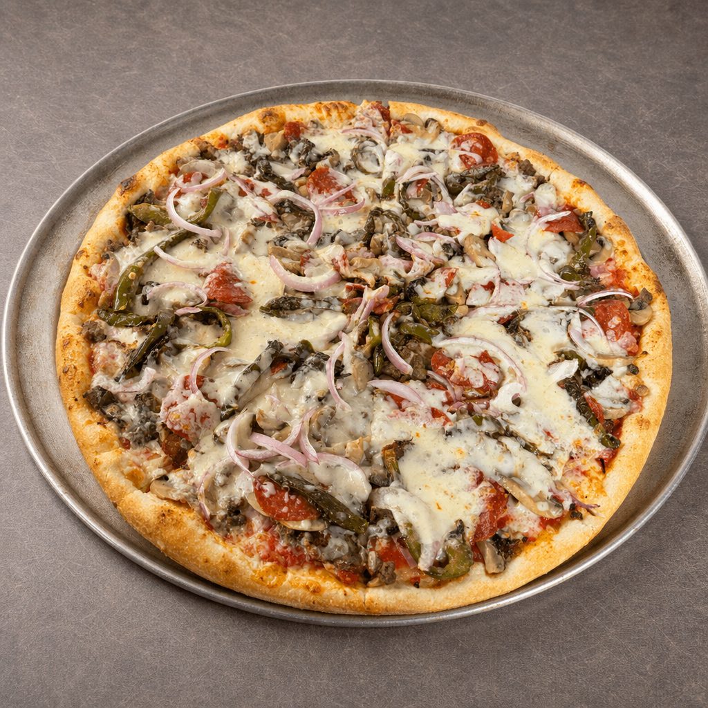 Pazzo Supreme Pizza.
